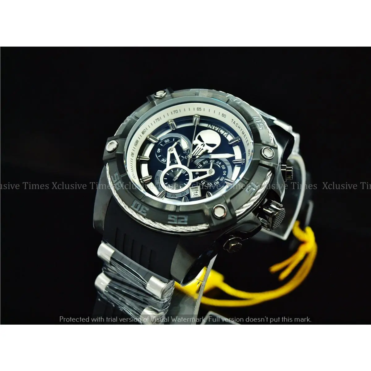 Invicta Men 52mm Limited Ed 002 Bolt Marvel Punisher Chrono Black Silver Watch