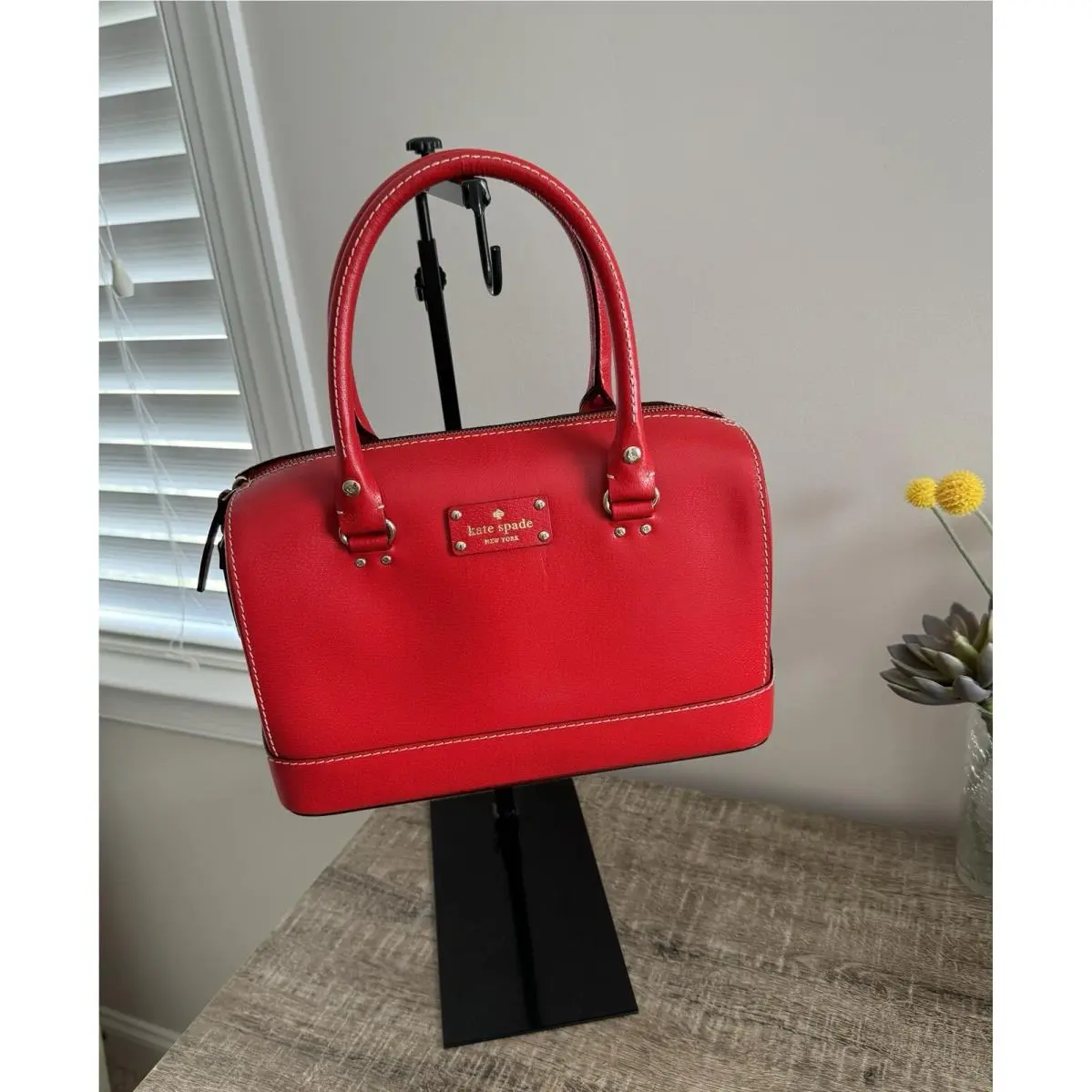 Kate Spade New York Kaleigh Wellesley Red Leather Tote Bag Satchel Purse