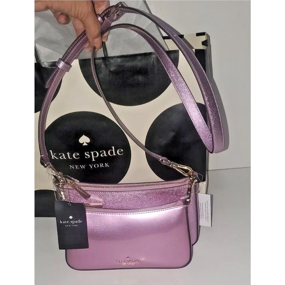 New Tag Kate Spade Glitter Crossbody Duo Quartz Pink 3 Purses in 1