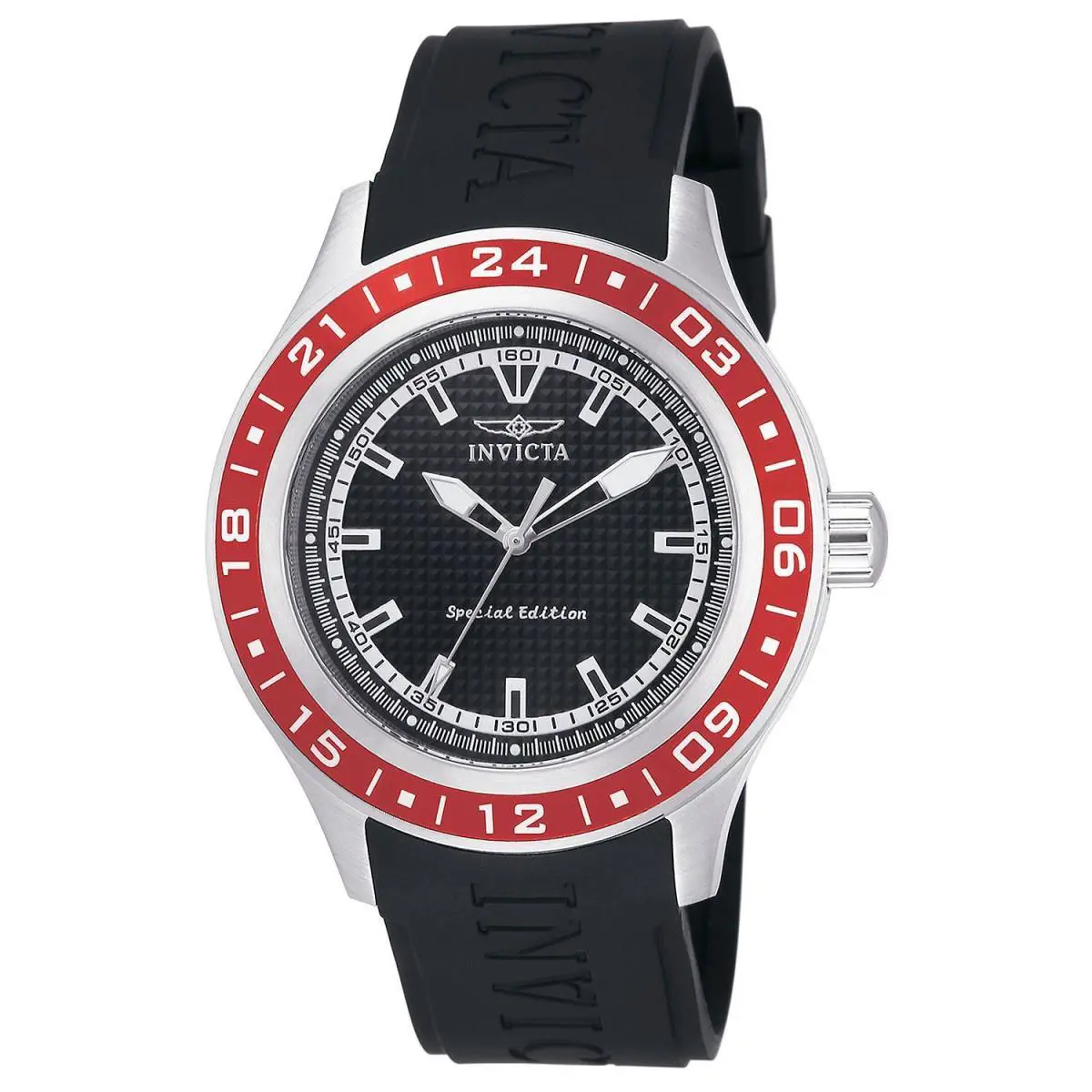 Invicta Men`s Specialty 45mm Silicone Band Watch Black/red Model 15227