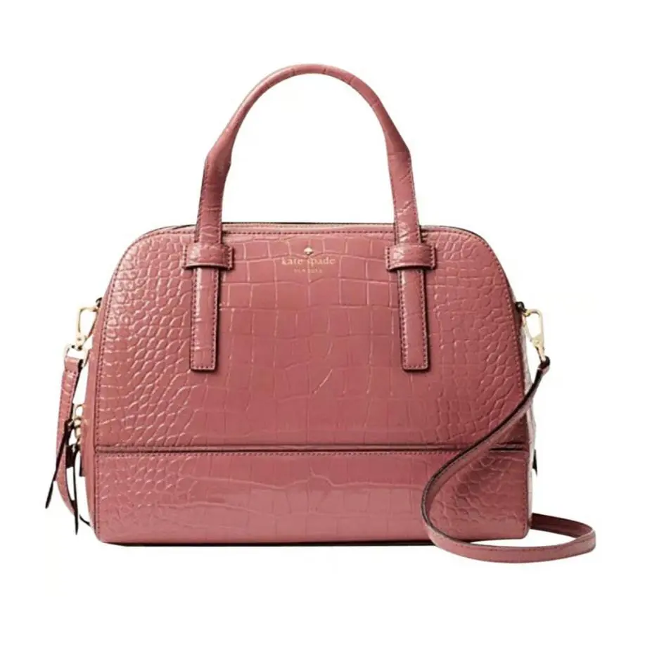 Kate Spade Riverside Felix Dusty Pink Ostrich Embossed Leather Crossbody Bag