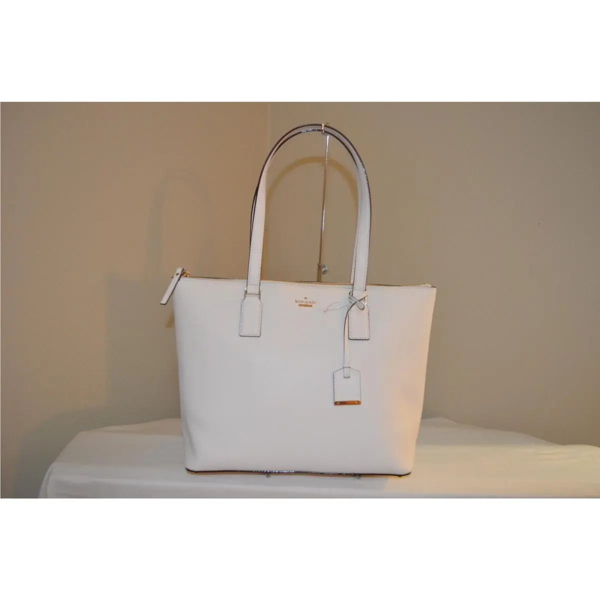 Kate Spade Cameron Street Lucie Cement White Tote Leather