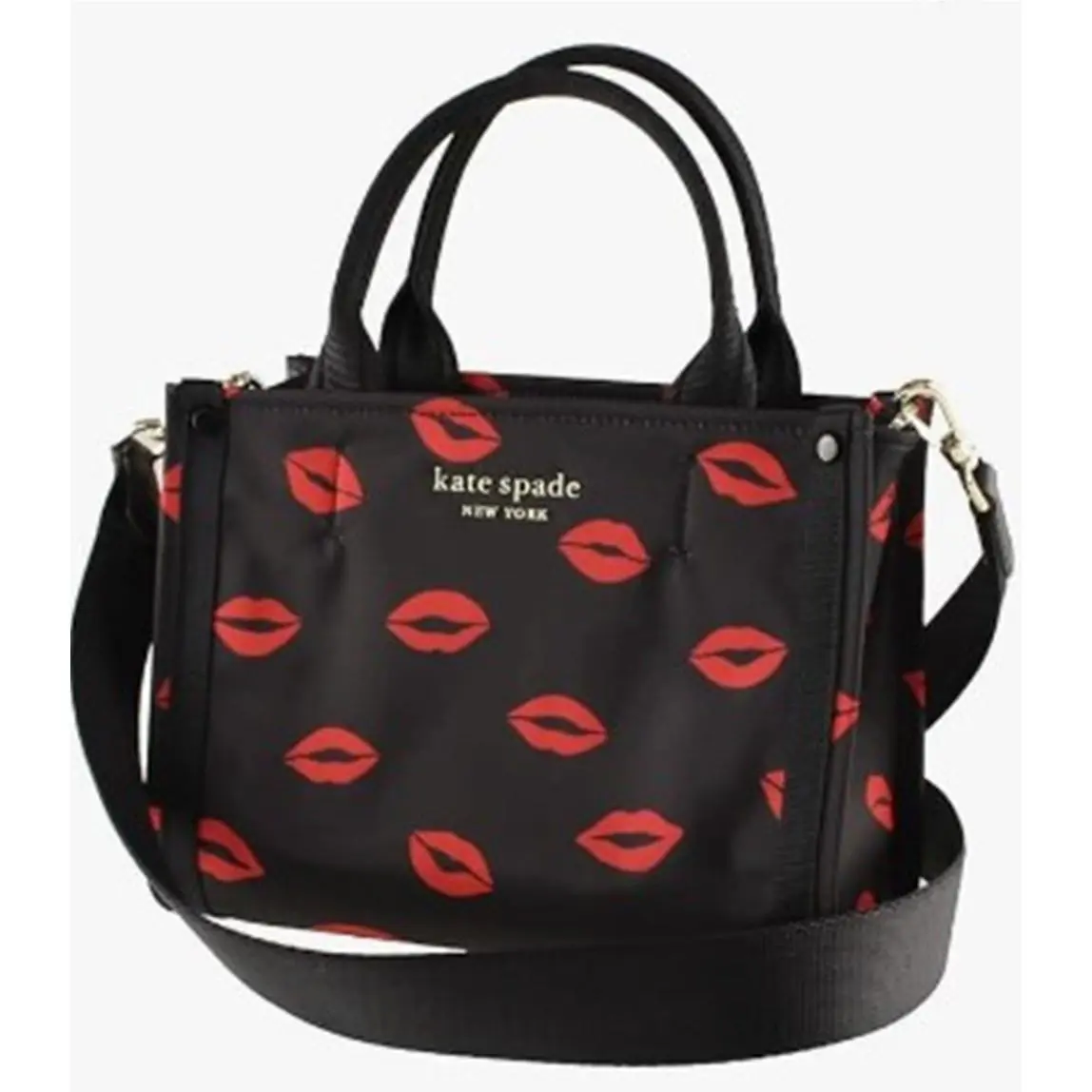 Kate Spade York Sam The Little Better Lips Printed Fabric Mini Tote Black