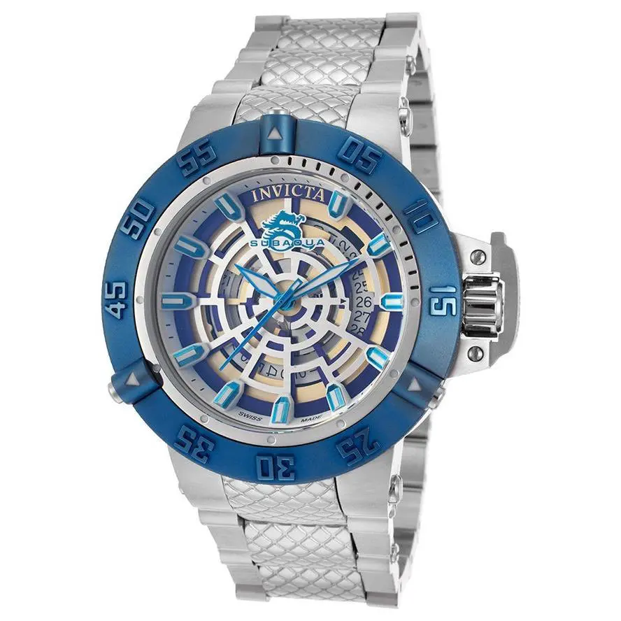 Swiss Made Invicta 16046 Subaqua Noma Iii Spider Stainless Steel Men’s Watch - Dial: Blue, Silver, Band: Silver, Bezel: Blue