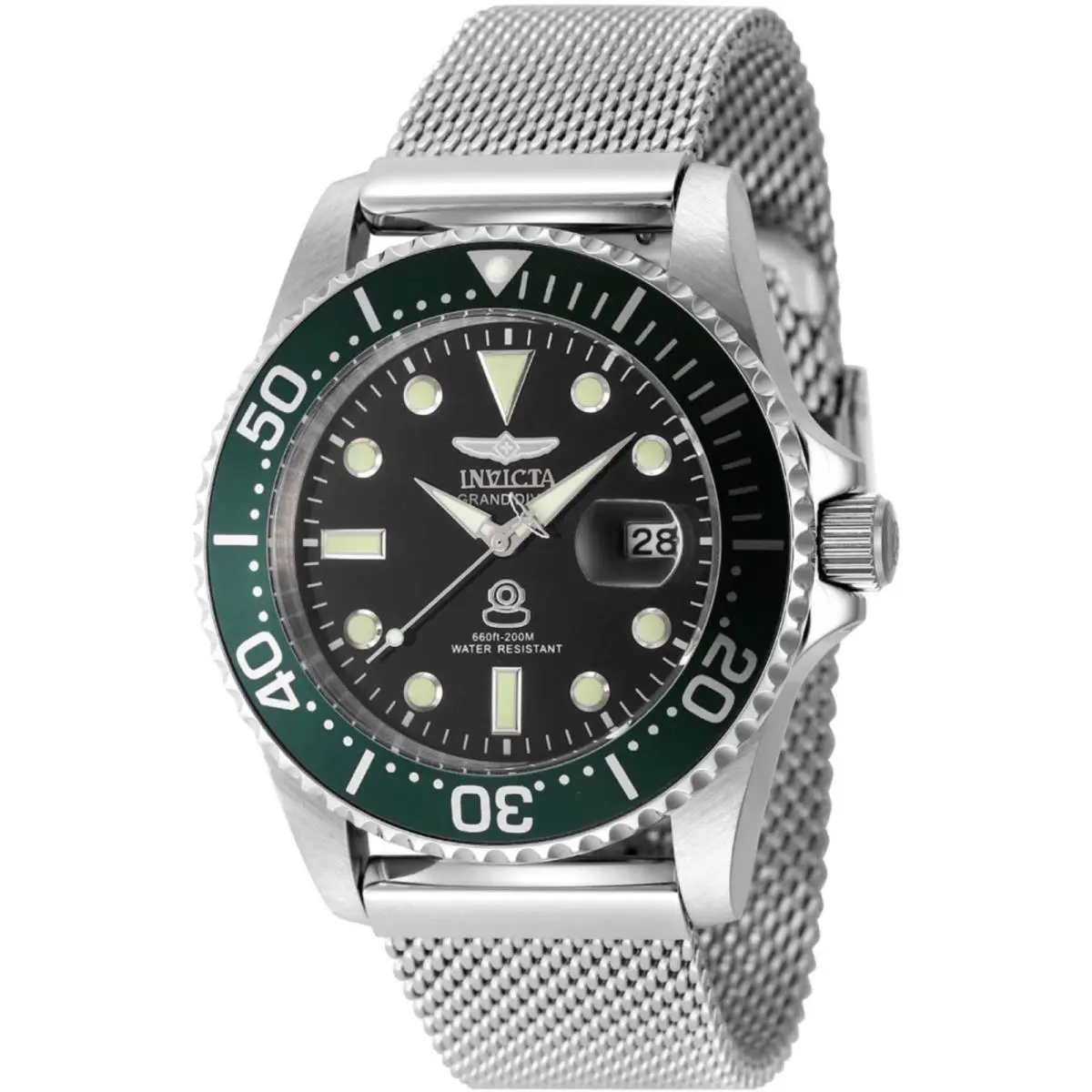 Men`s Watch Pro Diver Quartz Black Dial Silver Steel Bracelet Dive 48214 by Invicta