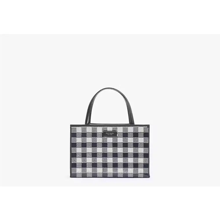 Kate Spade New York Sam Icon Gingham Sequin Tote Blazer Blue Small
