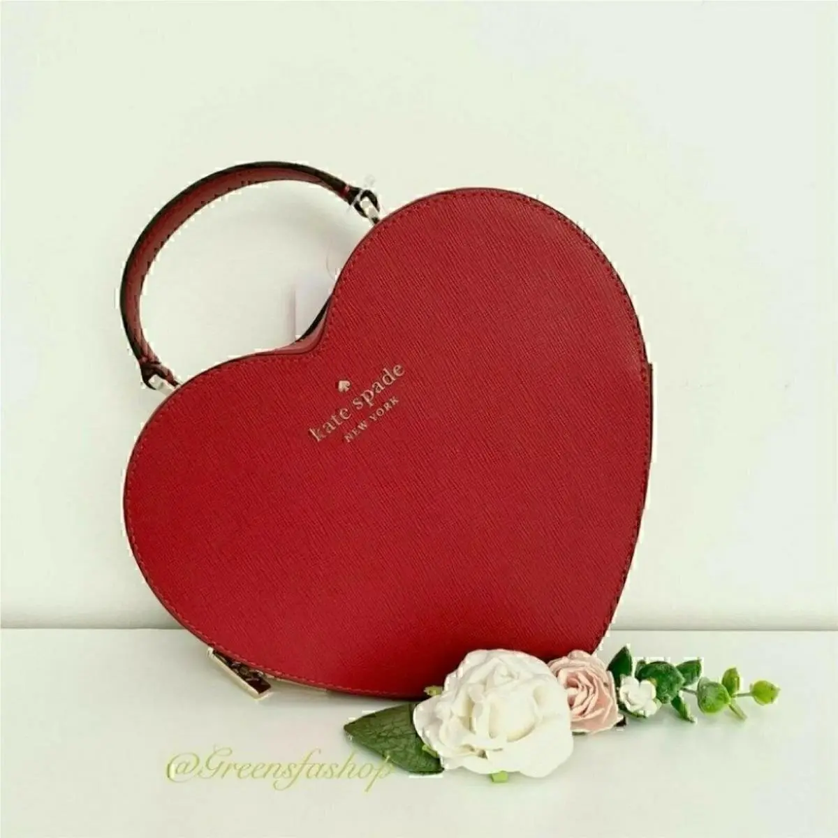 Kate Spade Love Shack Heart Crossbody Purse Leather Candied Cherry Red