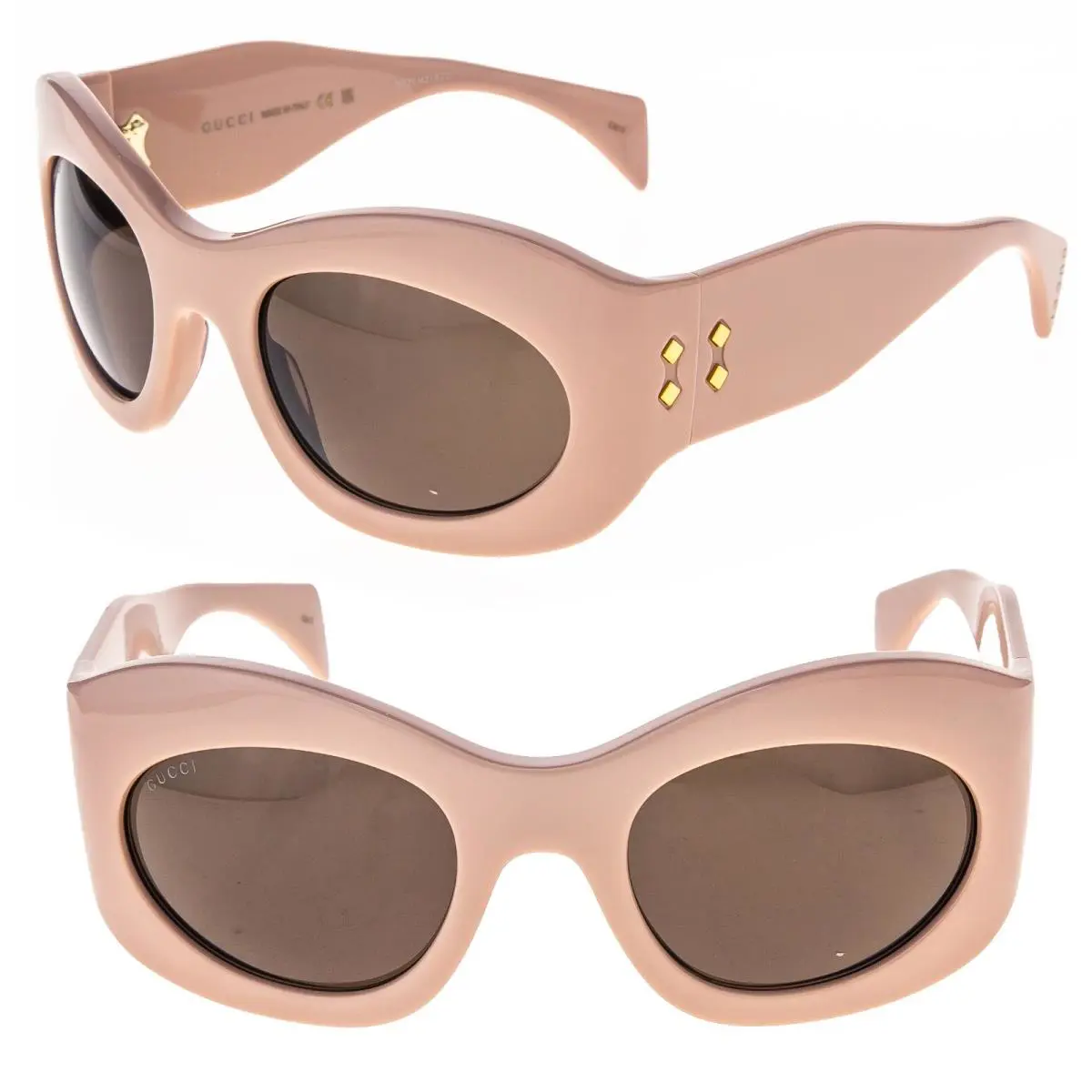 Gucci 1463 Pink Bold Oversized Mask Gg1463S 003 Unisex Rivets Sunglasses