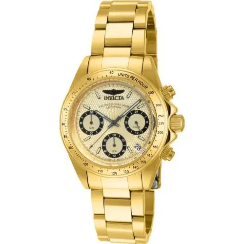 Invicta Women`s 37mm Speedway Chronograph All Gold Tone SS 200m Bracelet Watch