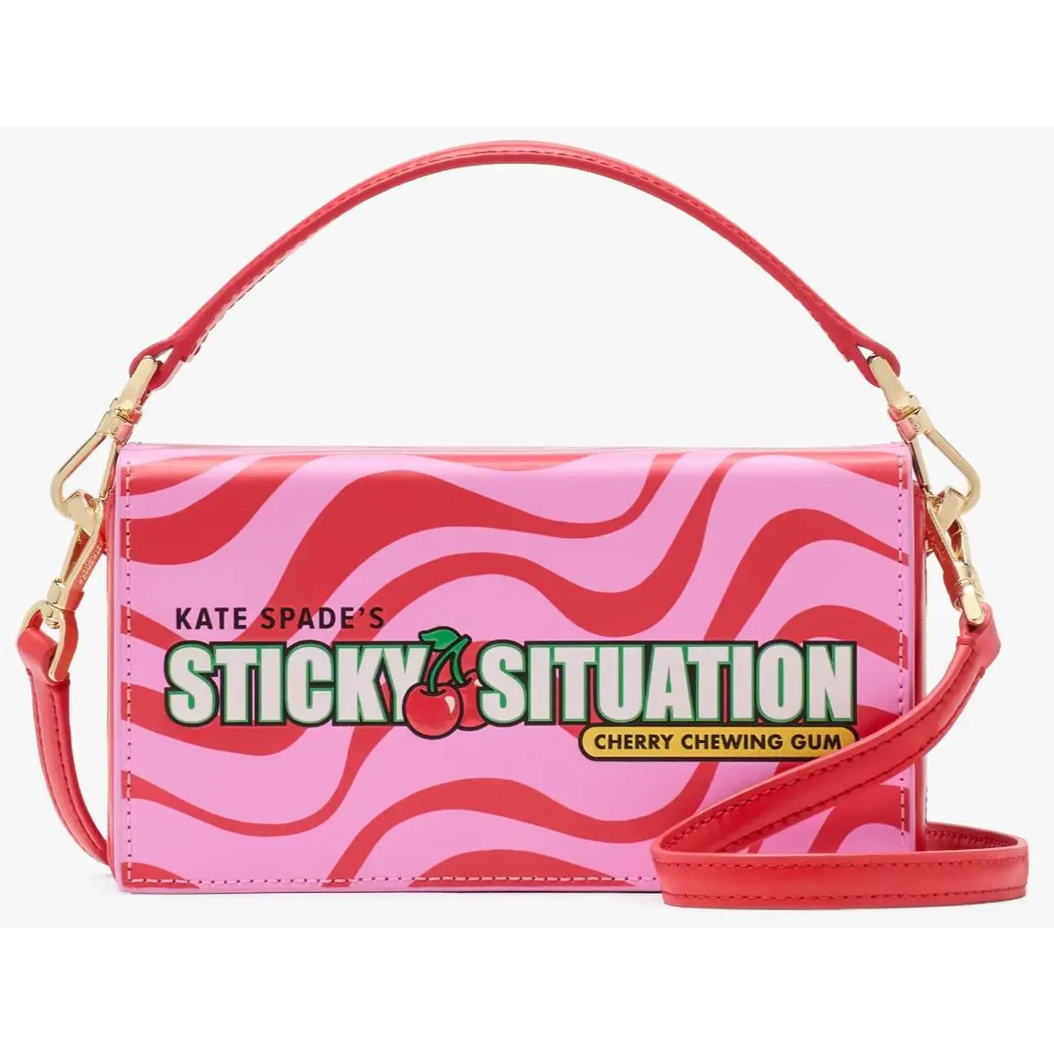 Bubble Gum 3D Crossbody Bag Red Pink Leather Purse KK212 by Kate Spade