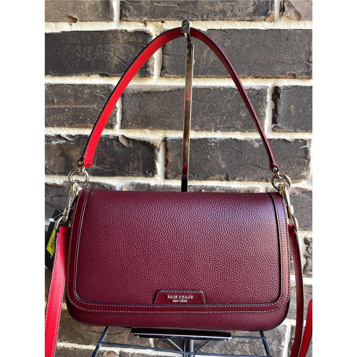 Kate Spade Hudson Medium Convertible Shoulder Bag Cherry Juice Burgundy Mult