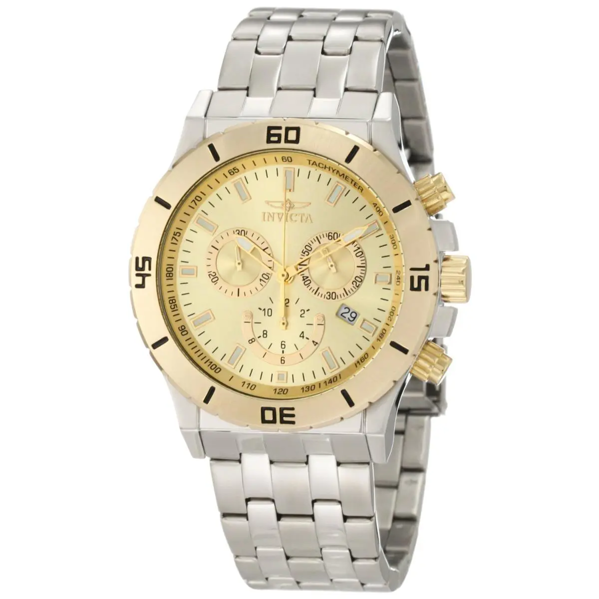 Invicta Men`s 10468 Specialty Chronograph Gold Dial Stainless Steel Quartz Watch