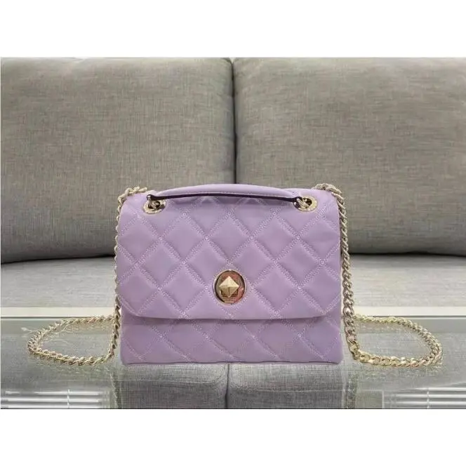 Kate Spade Natalia Small Quilted Flap Chain Shoulder Bag Crossbody Lilac Frost