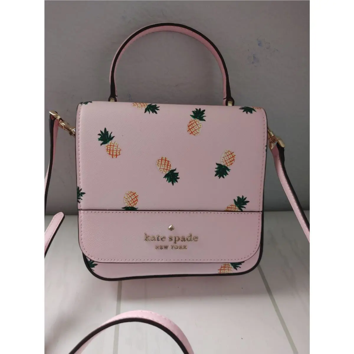 Staci Pineapple Square Crossbody Pink Multi by Kate Spade