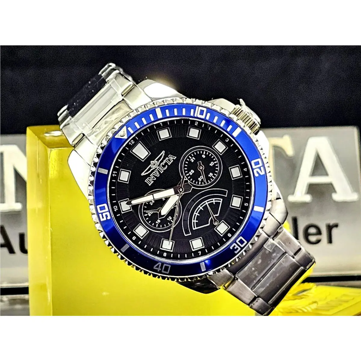 Invicta Pro Diver Men`s Black Dial Stainless Steel Bracelet 45mm Watch s