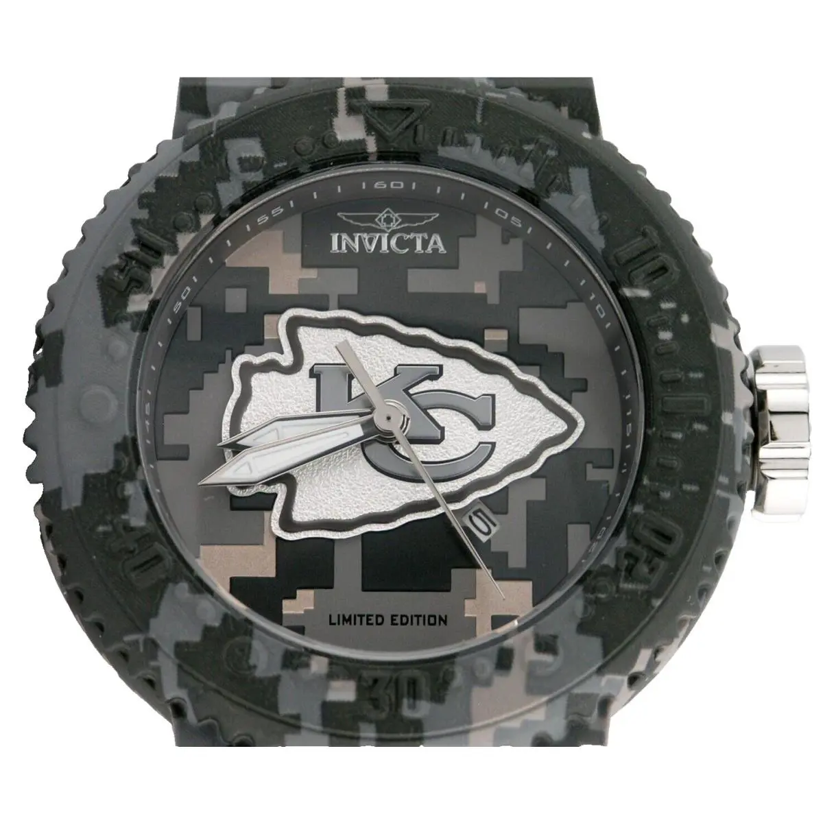 Invicta 45105 Nfl Kansas City Chiefs Military Camo Watch Steel Quartz 52MM