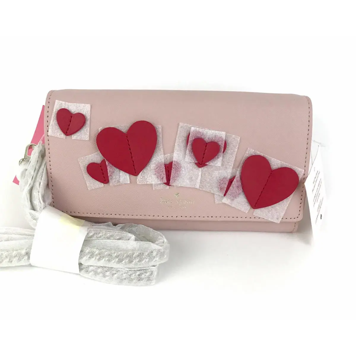 Kate Spade Heart IT Franny Crossbody Pink Bag Clutch Appliqué Valentine