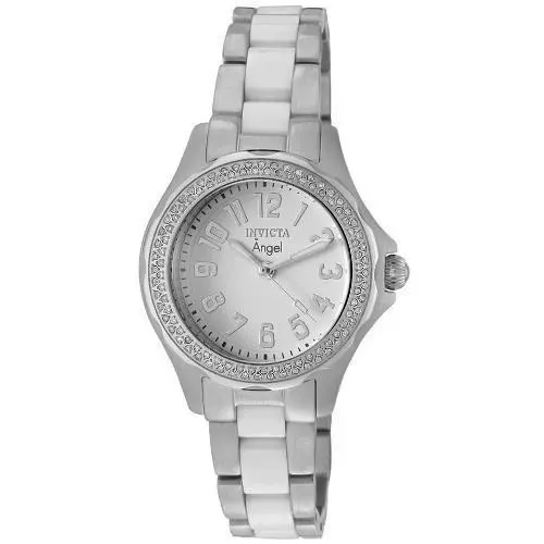 Invicta 1779 Women`s Angel Diamond Accented S/s Ceramic Bracelet Quartz Watch