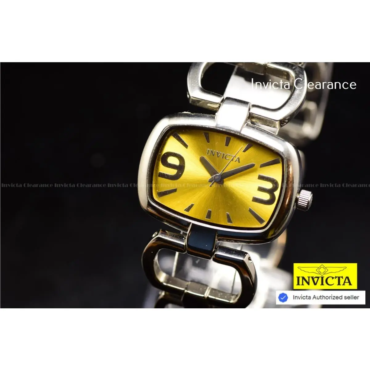 Wildflower Women`s 32mm Quartz Yellow Dial Jewelry Bracelet SS Watch by Invicta