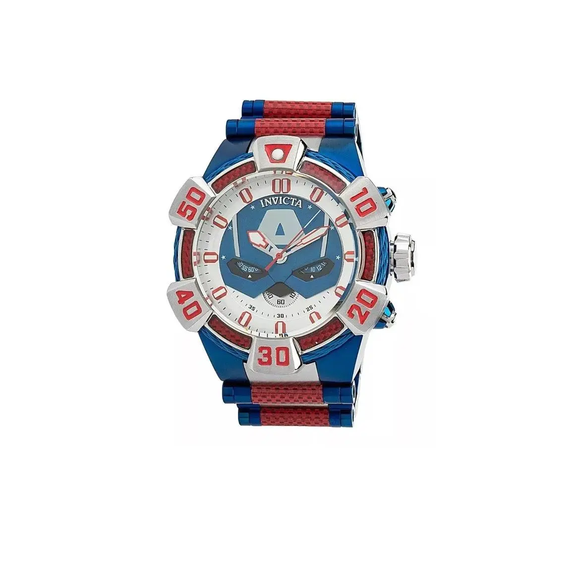 Invicta Marvel Blue Captain America Men`s 52mm Limited Watch 38381 4/4000