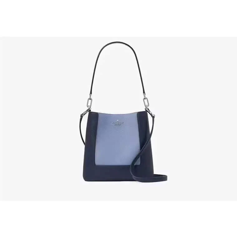 Pebble Leather Bucket Bag Tote/xbody Color-block Light Blue/dark Blue by Kate Spade