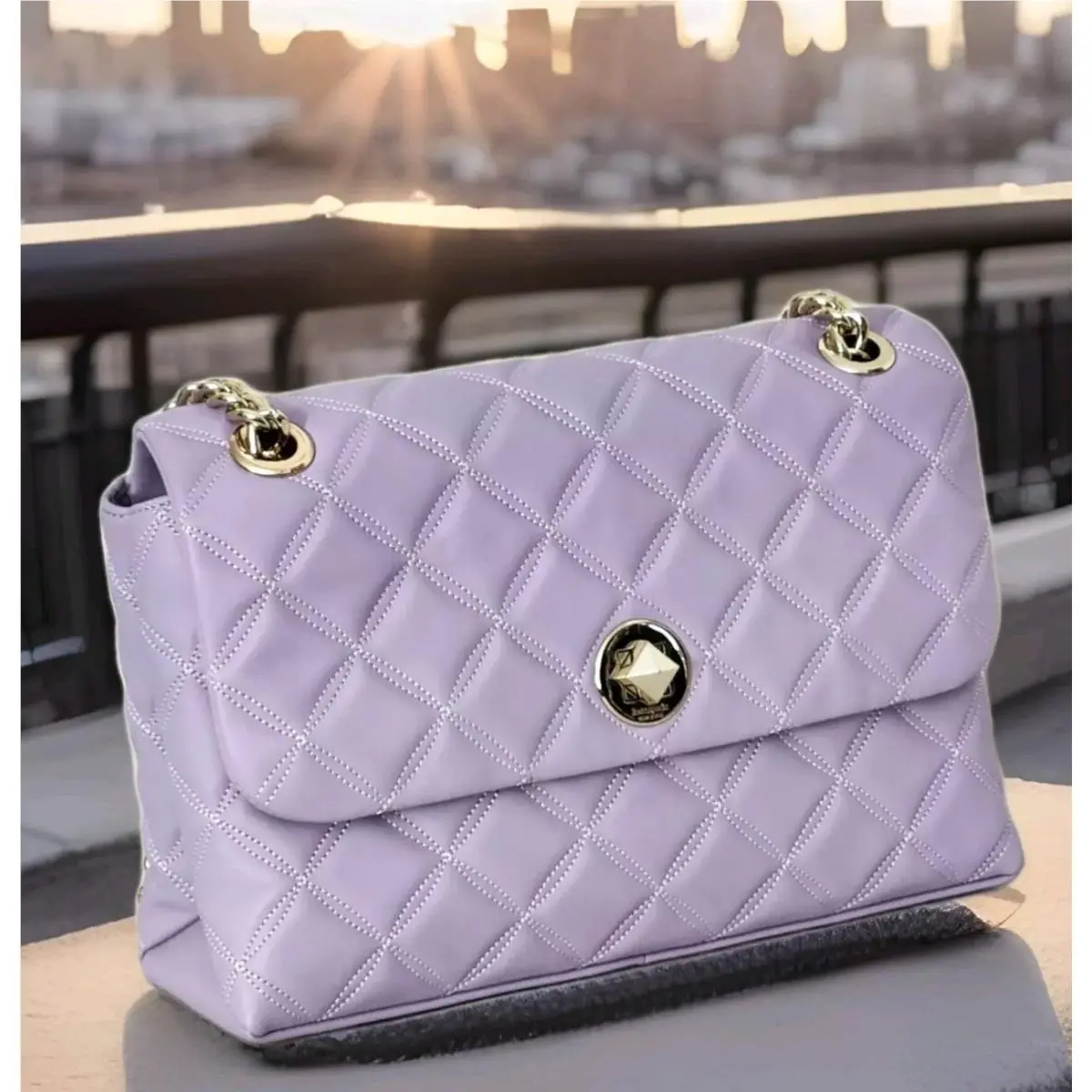 Kate Spade NY Natalie Quilted Lilac Frost Leather Crossbody Shoulder Bag