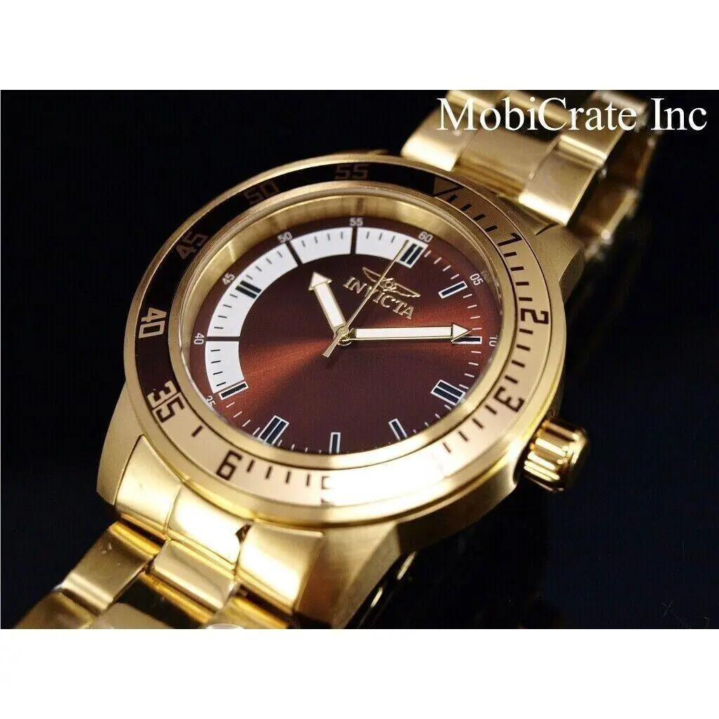 Invicta Men`s 45mm Racer Specialty Quartz Brown Dial Gold Tone SS Watch
