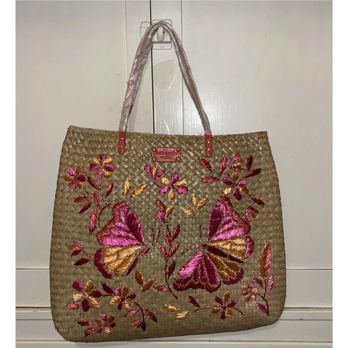 Kate Spade Novelty Reyna Straw Butterfly Woven Tote