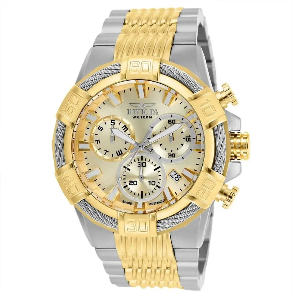 Watches For Men Wrist Watch Men`s Bolt Gold Steel Tone Chronograph by Invicta
