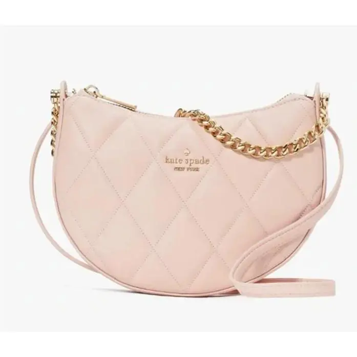 Kate Spade Carey Zip Top Crossbody Bag Quilted Smooth Leather Contpink