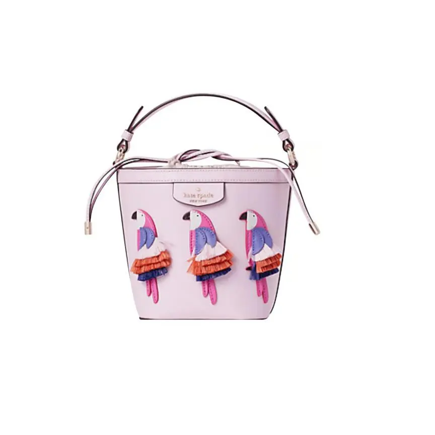 Kate Spade Pippa Flock Party Pink Parrot Small Bucket/crossbody Bag