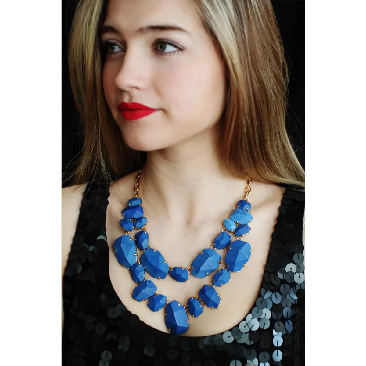 Kate Spade Blue Lapis Quarry Gems Double Drop Statement Necklace Earrings Set