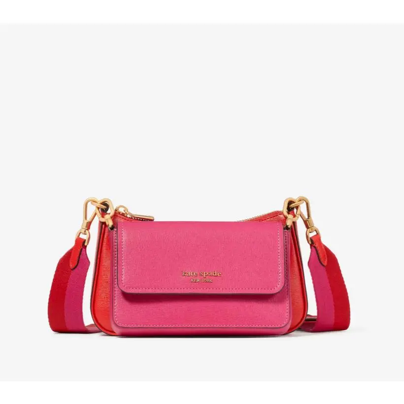 Kate Spade Double Up Colorblocked Crossbody - 2 in 1 Purse - Red / Pink KD051