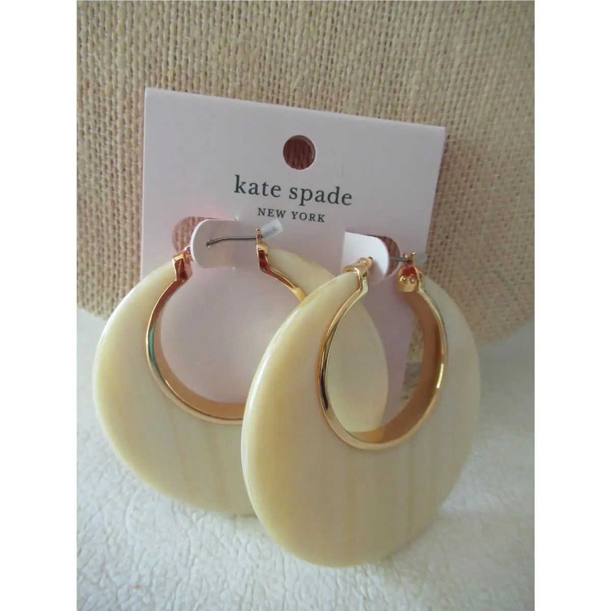 Kate Spade On The Dot Horn Large Hoop Earrings/ Gold Tone