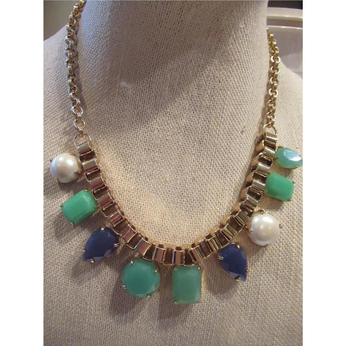 Kate Spade Boardwalk Stroll Gold Plated Collar Necklace Pearls/ Stones