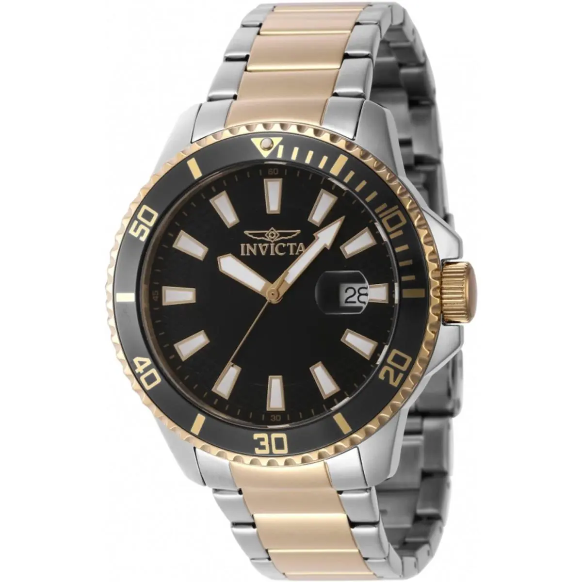 Invicta Pro Diver Men`s Watch - 45mm Black Dial Two-tone Model 46141
