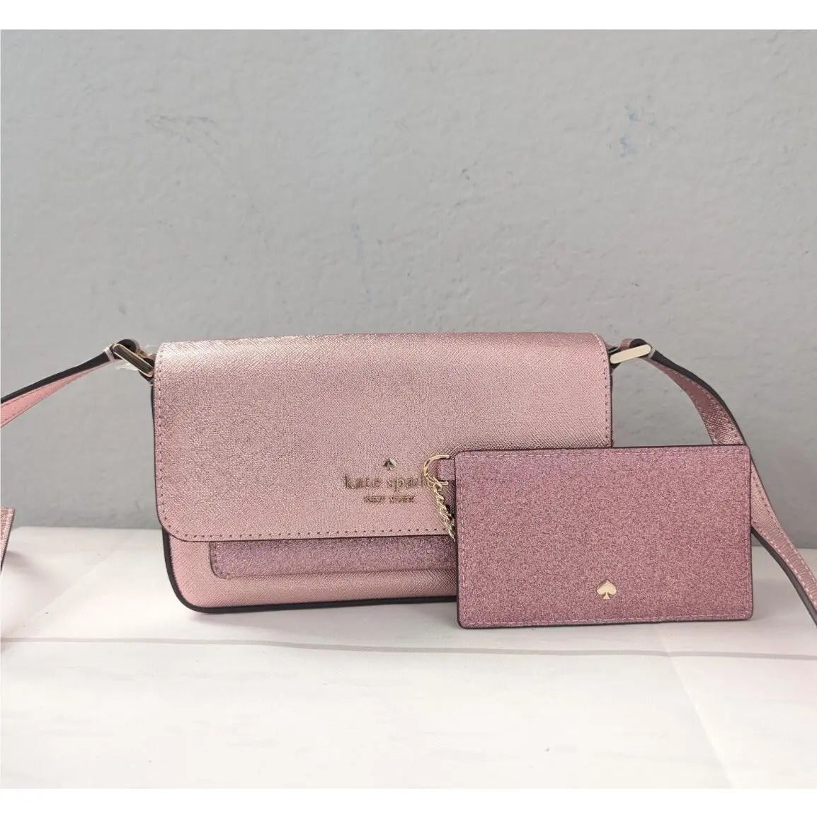 Kate Spade Glimmer Crossbody Duo KE451 Mitten Pink KE451 New