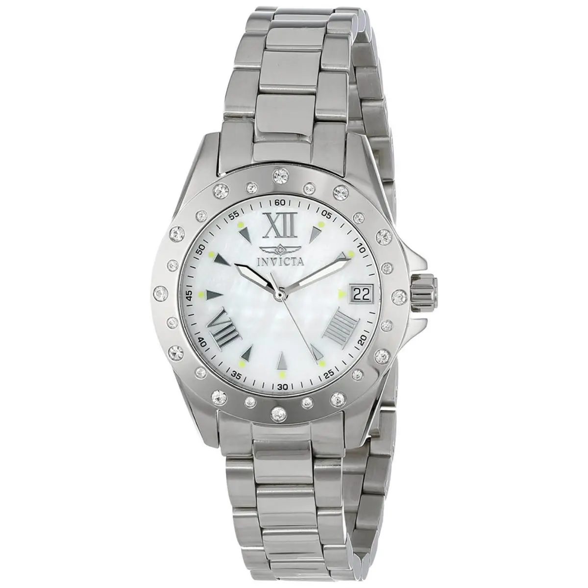 Invicta 12854 Angel Mother of Pearl Dial Stainless Steel Women`s Watch