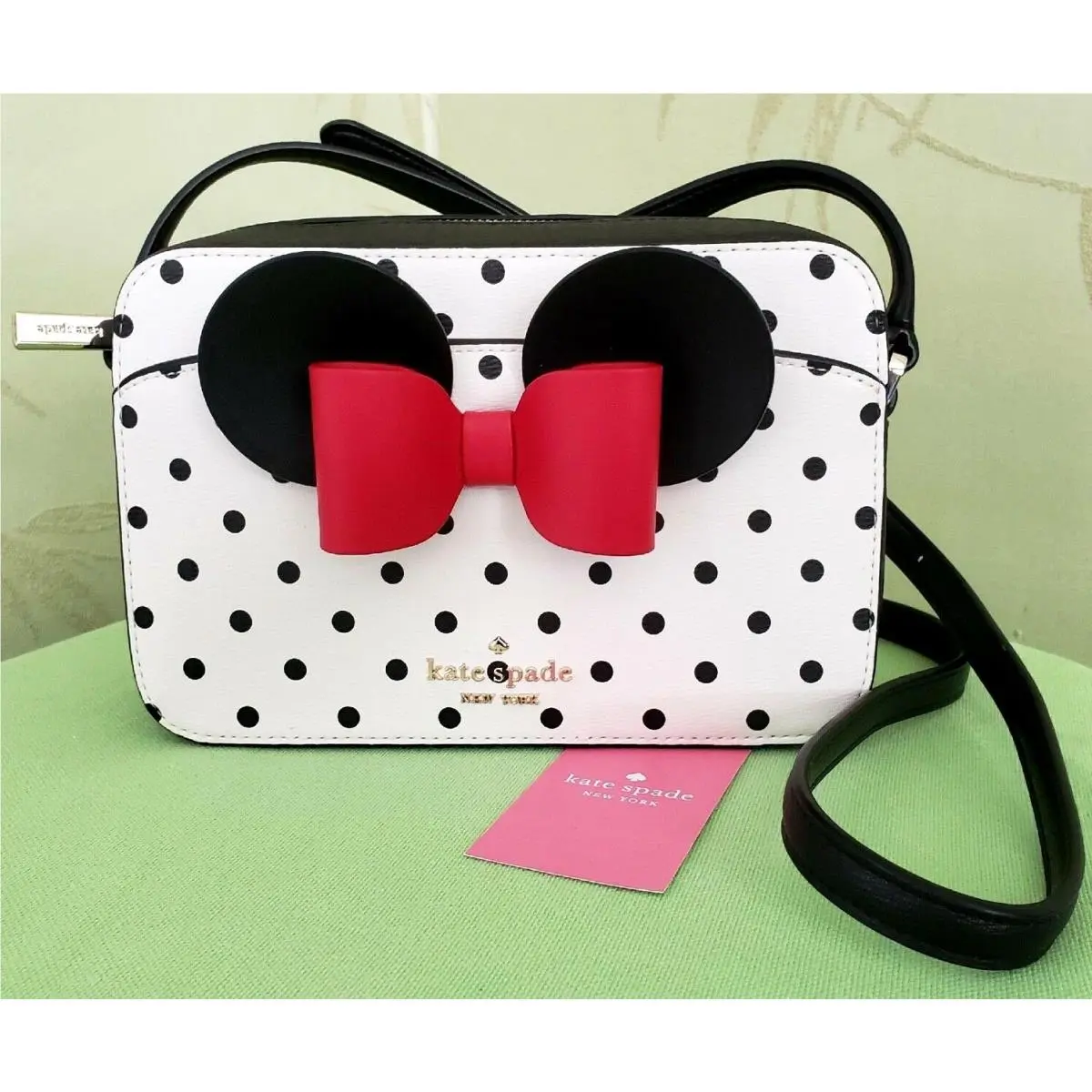 Kate Spade Disney Minnie Mouse Camera Crossbody Bag:nwt Polka Dots/minnie Bow