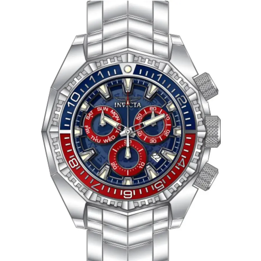 Invicta Akula Chronograph Quartz Blue Dial Pepsi Bezel Men`s Watch 44296