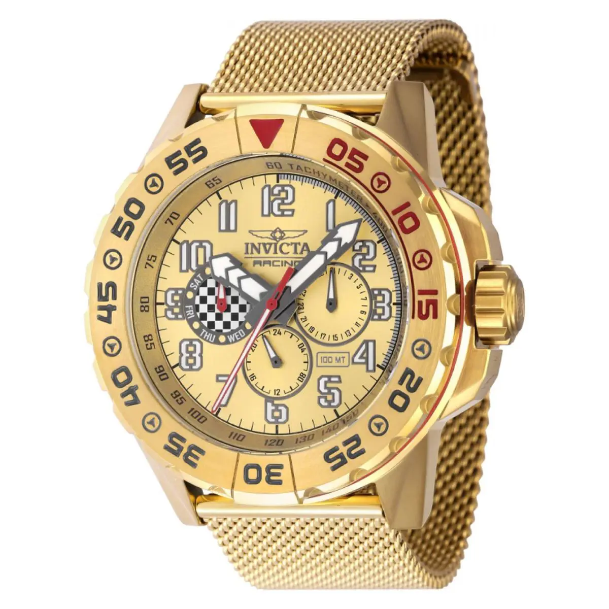Invicta Racing Dynox Men`s 47216 48mm Gold Dial Quartz Stainless Steel Watch