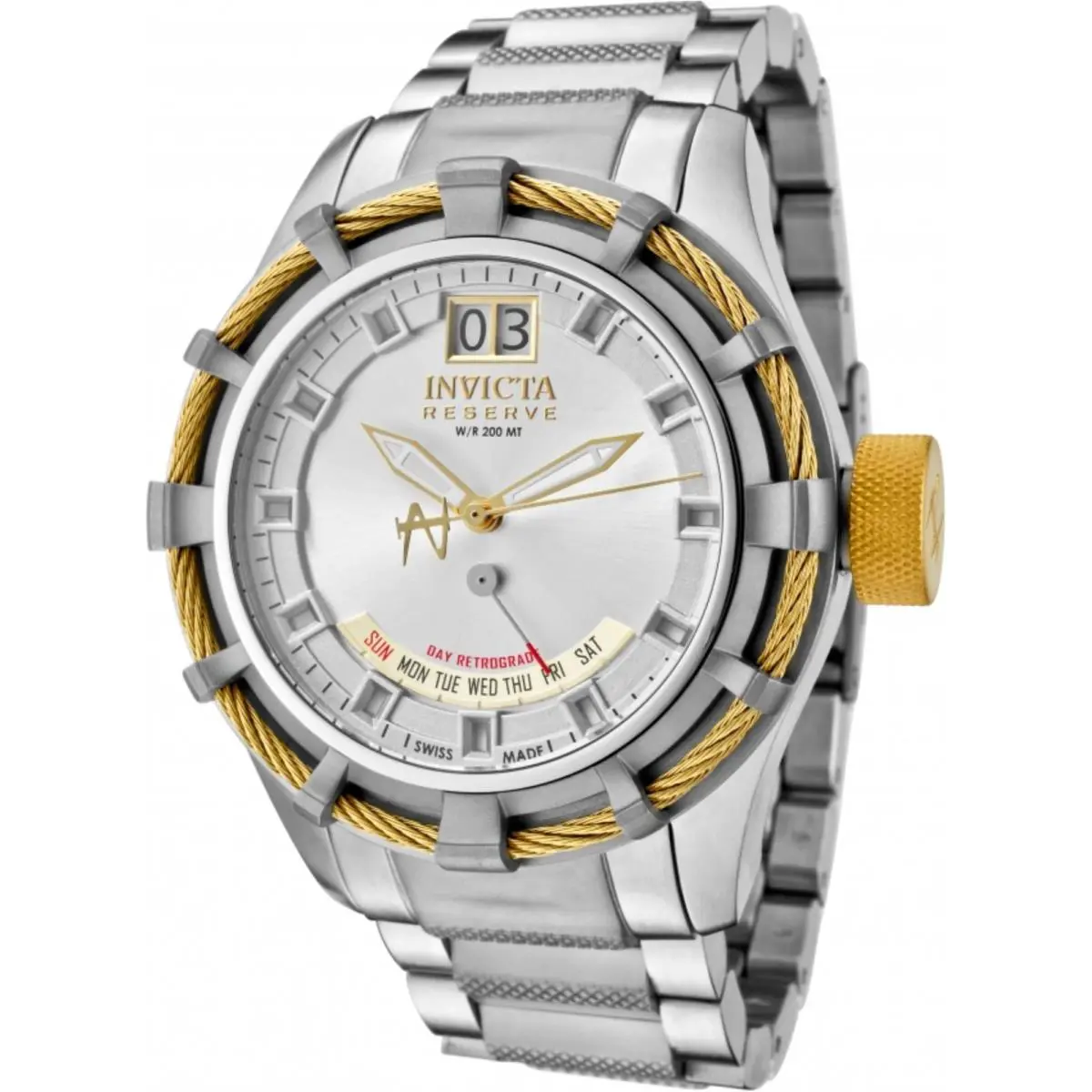 Invicta 1578 Reserve Bolt Swiss Stainless Steel Bracelet Mens Watch - Dial: Silver, Band: Silver