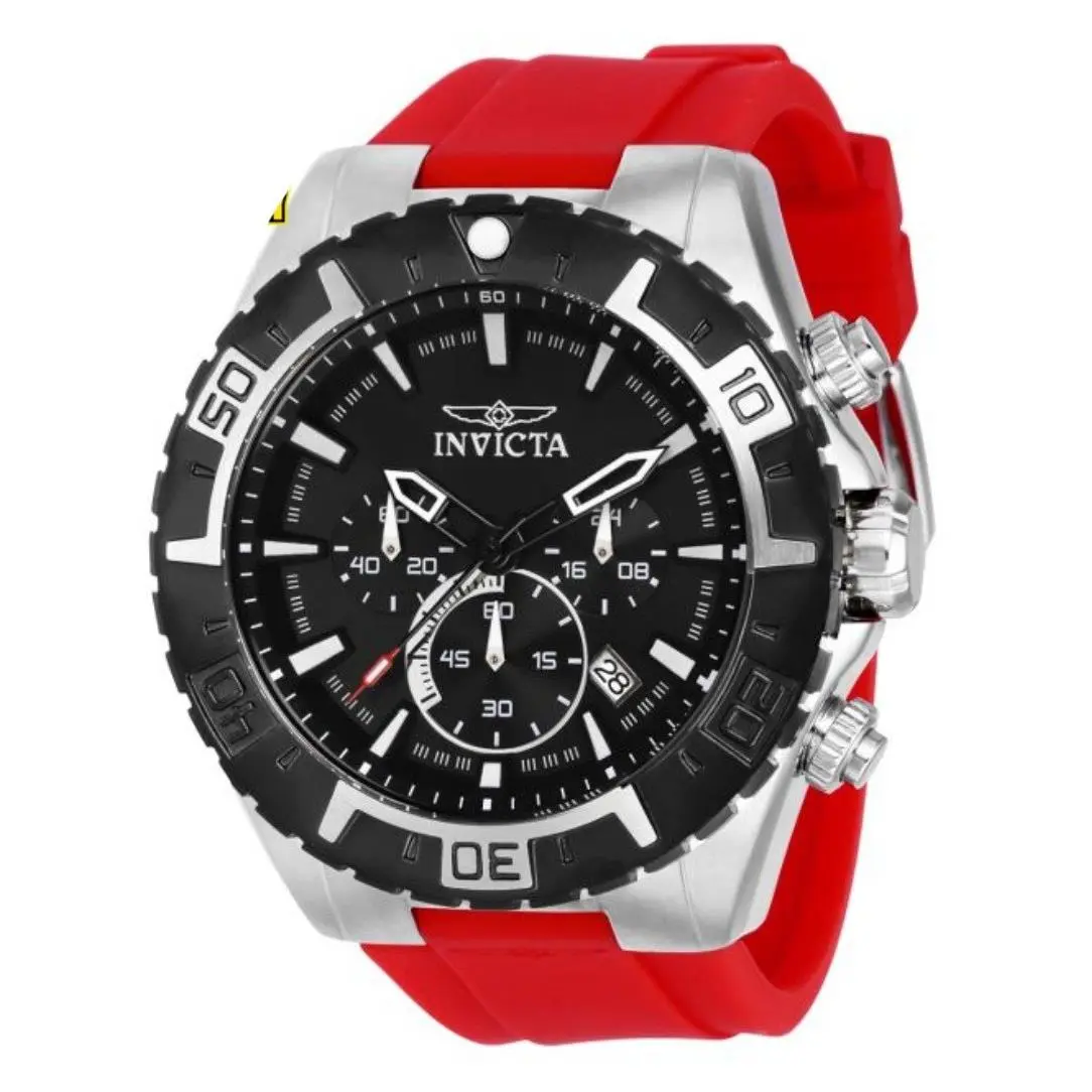 BF Deal Invicta Men`s 49mm Aviator Propel Quartz Chrono Red Silicone SS Strap