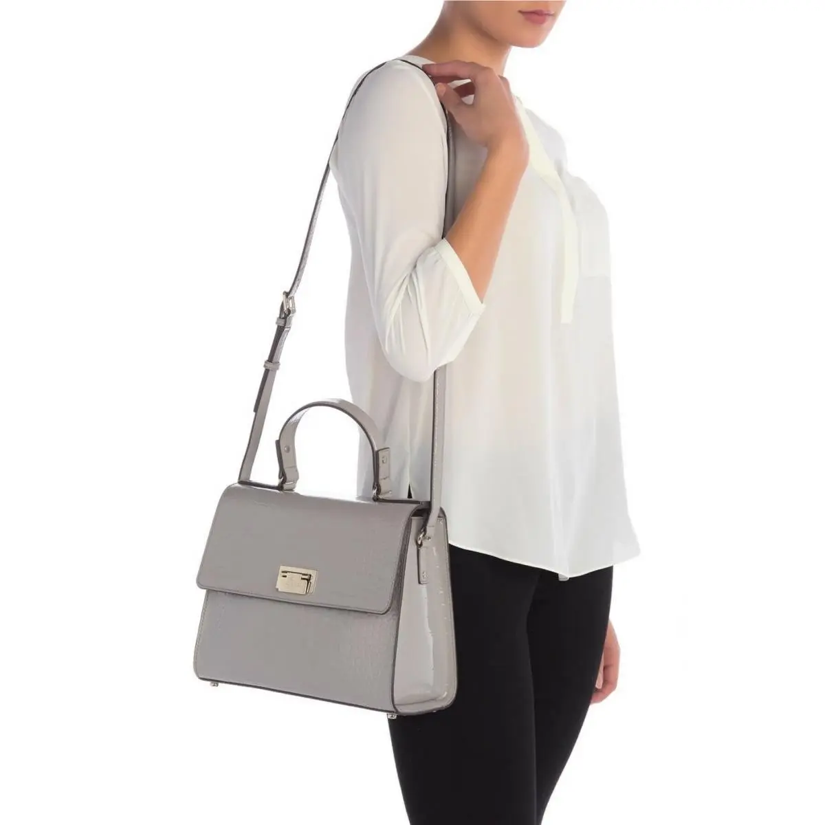 Kate Spade Embossed Leather Crossbody Bag Soft Taupe