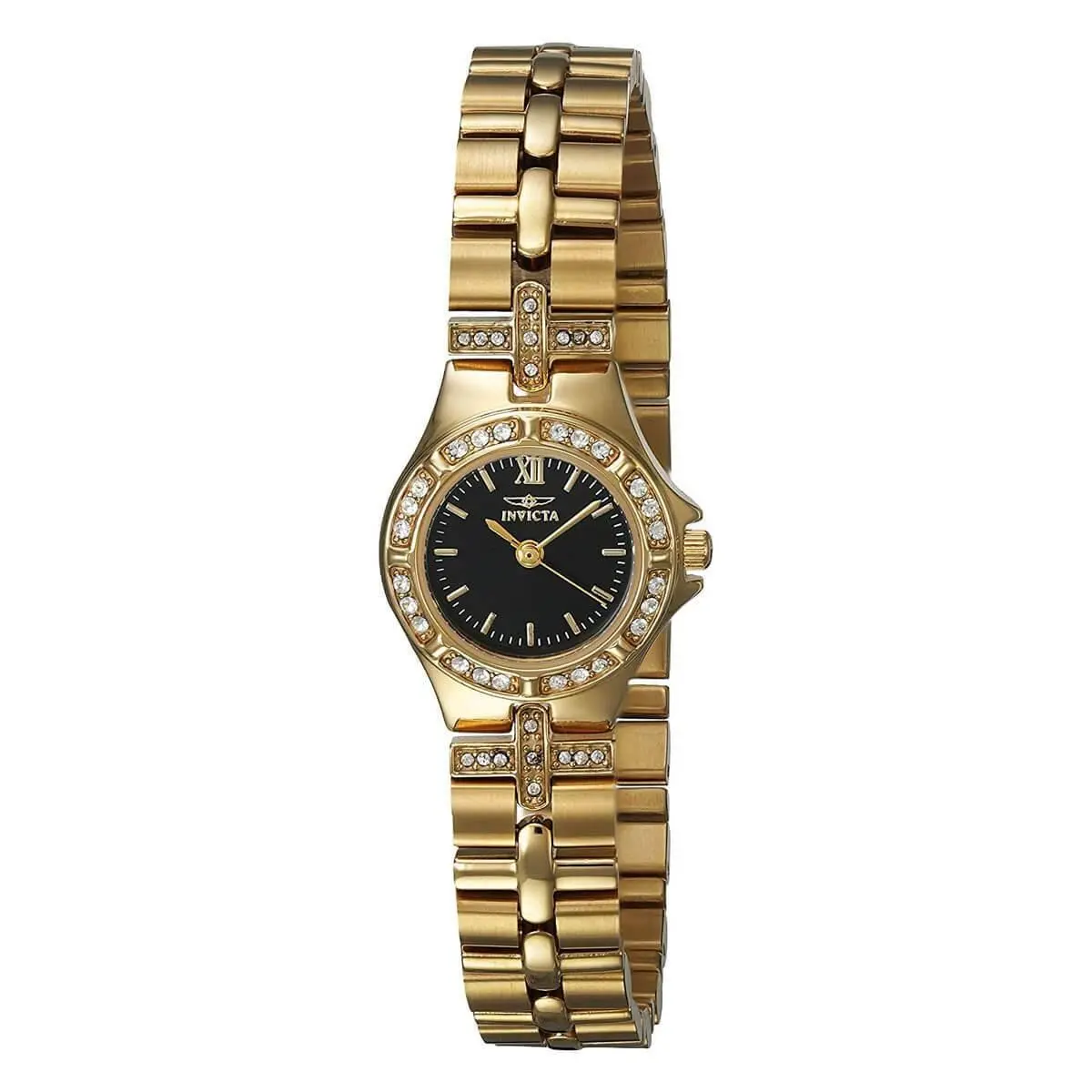 Women`s Bracelet Watch Wildflower Black Dial Crystal Yellow Steel 17065 by Invicta