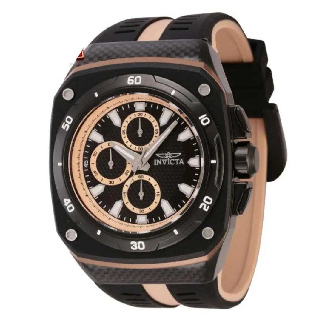 Men`s 46mm Speedway Chronograph Quartz Gold White Black 50m SS Watch by Invicta