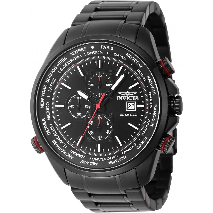 Invicta Aviator Chronograph Quartz Black Dial Men`s Watch 47820