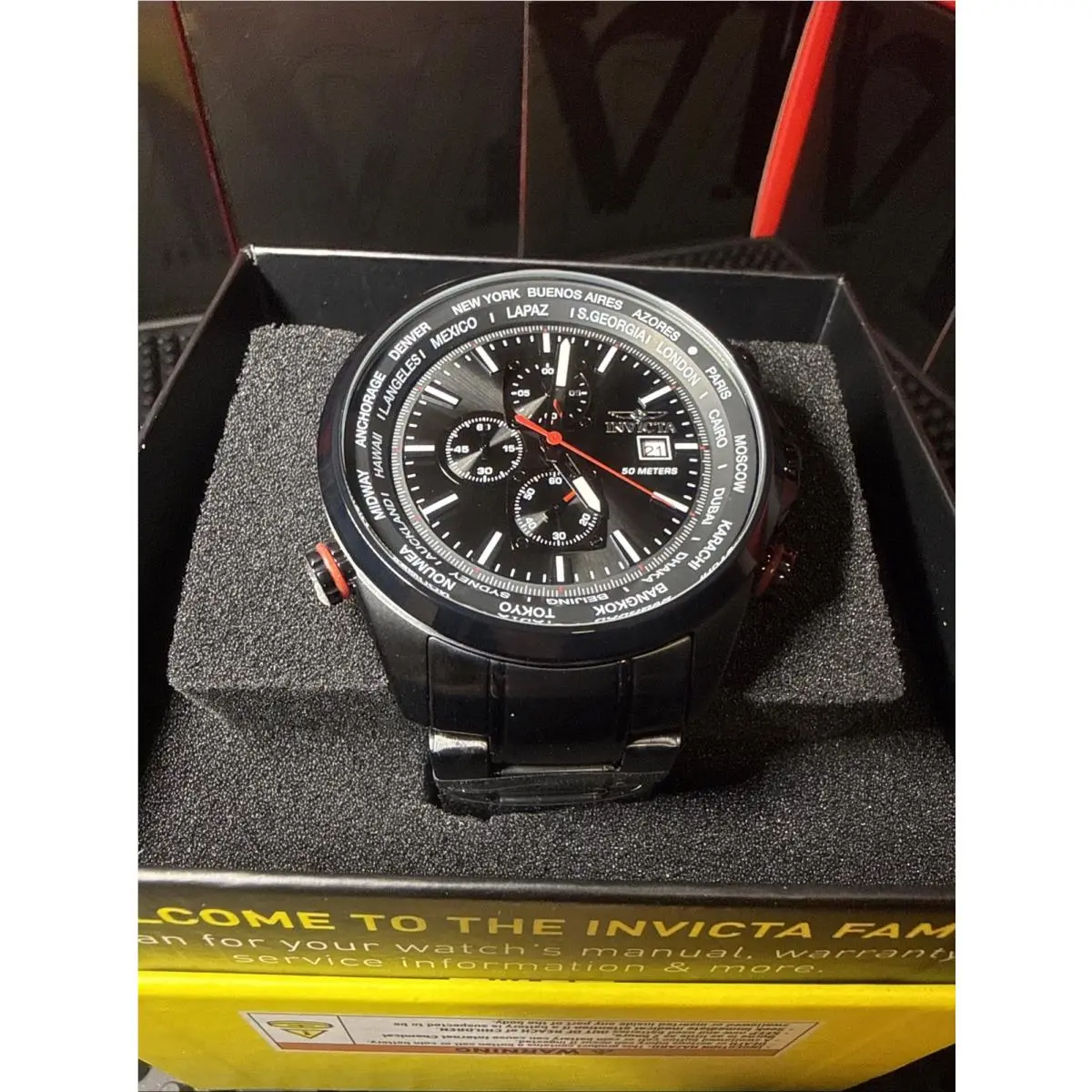 Invicta Aviator Interceptor 50mm Black Stainless Steel W Black Dial 47820