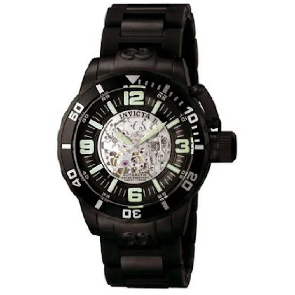 Invicta 7270 Black Corduba Skeleton Automatic 52mm Mens Bracelet Watch - Dial: Black, Band: Black