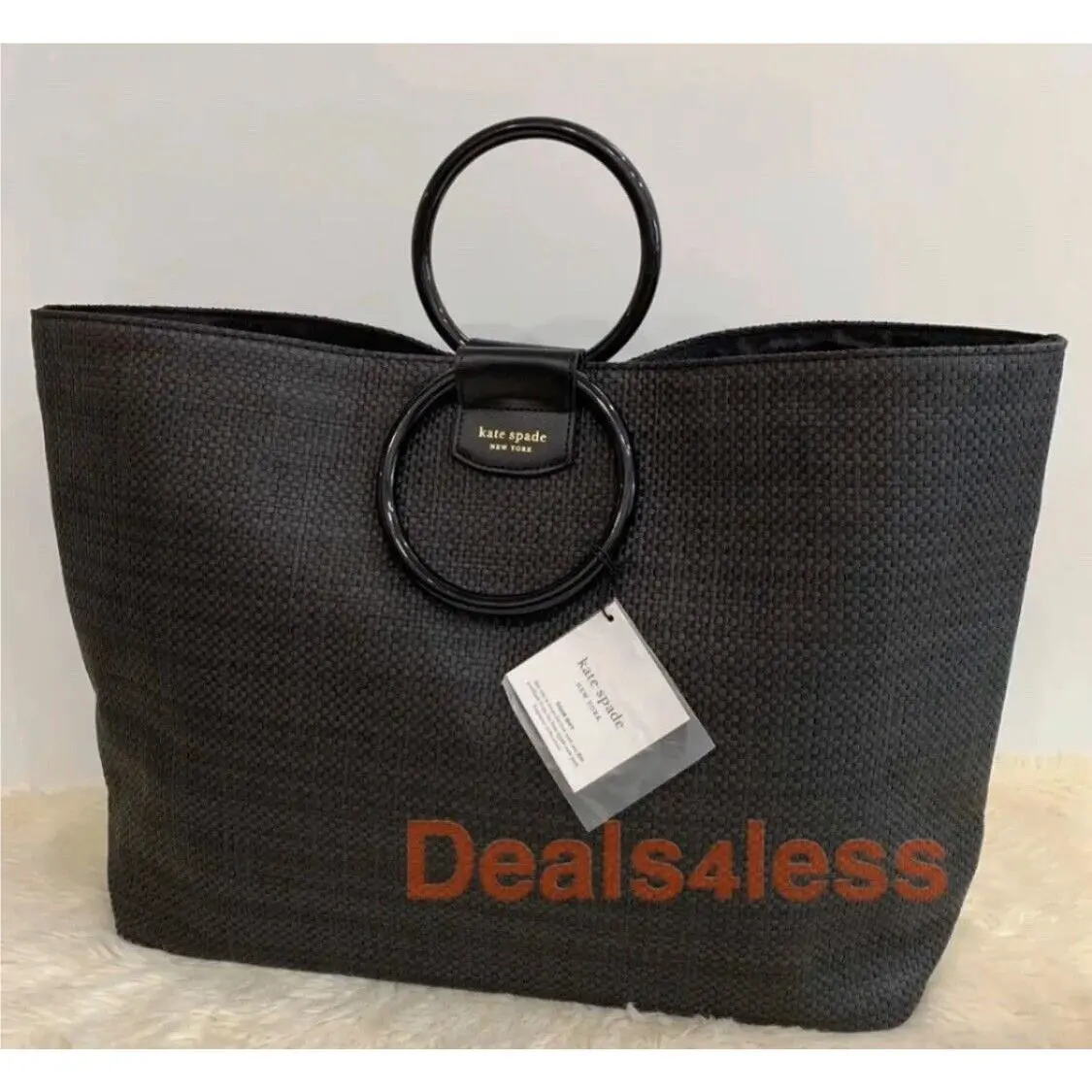 New York Tote Bag Beach/shopping/shoulder Large Blsck Woven by Kate Spade